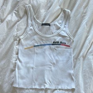 Brandy Melville Print Cotton Ribbed Crop Top